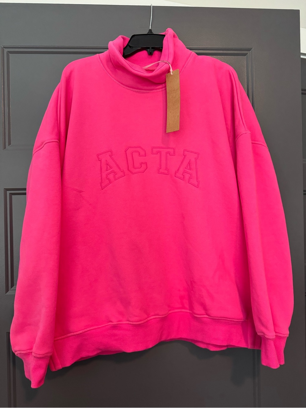 ACTA Hot Pink Funnel-Neck Sweatshirt